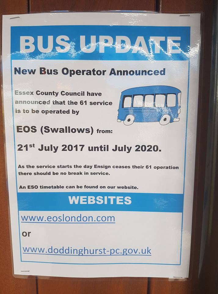 EOS LONDON ROUTE 61 POSTER (BLACKMORE) 12-7-17 (D DISBURY)