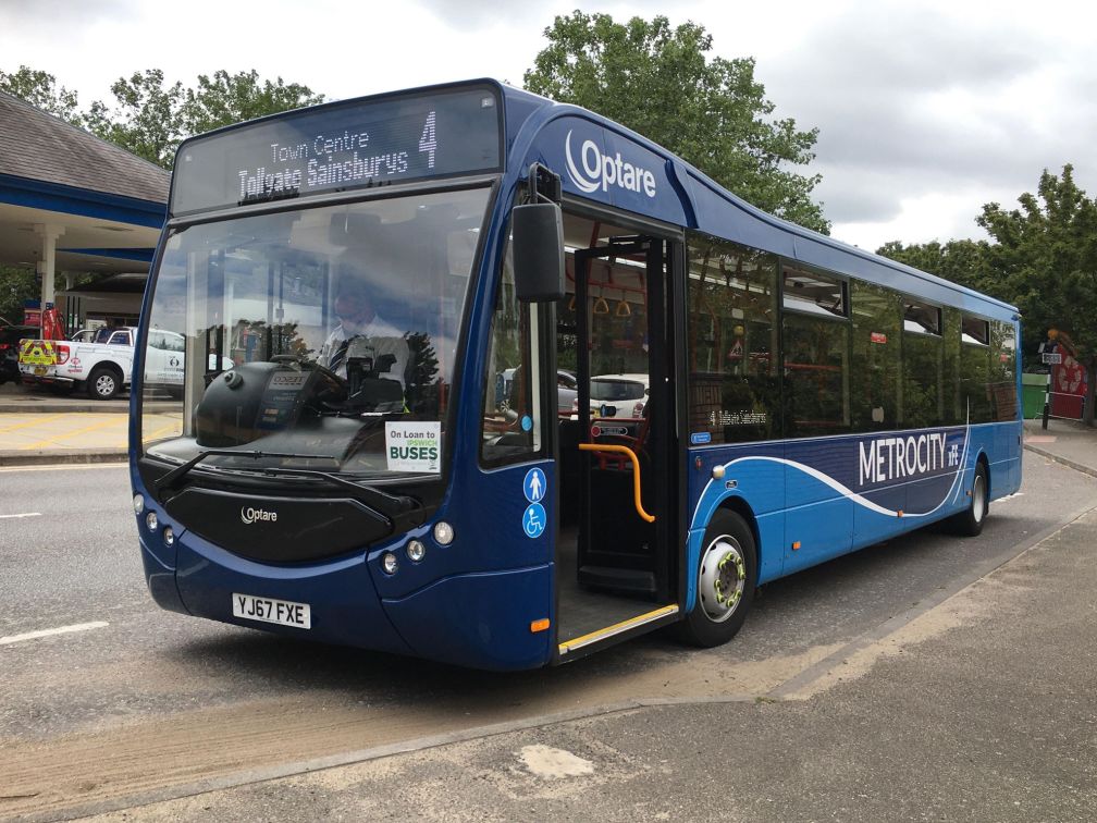 YJ67FXE OPTARE METROCITY DEMO ONL OAN TO IB 4 (HYTHE, CR) 6-8-20 (D PRETTY)