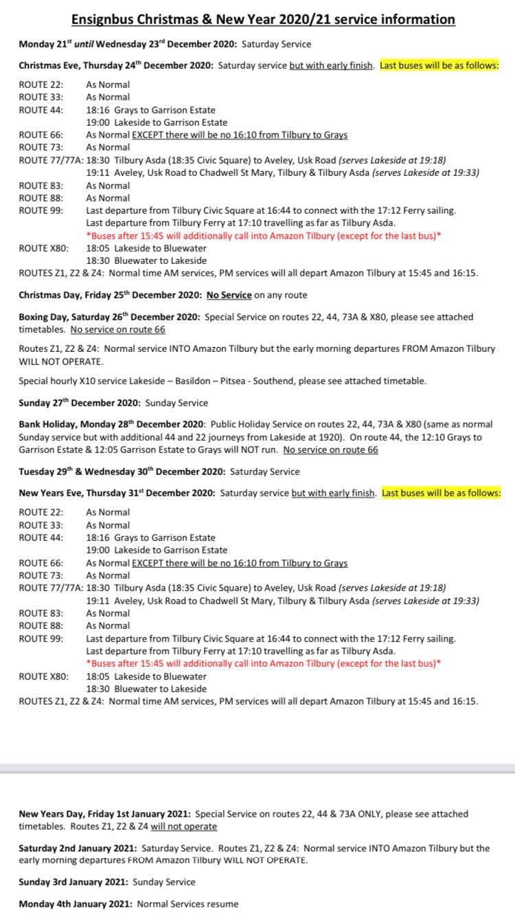 ENSIGNBUS XMAS NY 2020 TIMETABLE (D DISBURY)